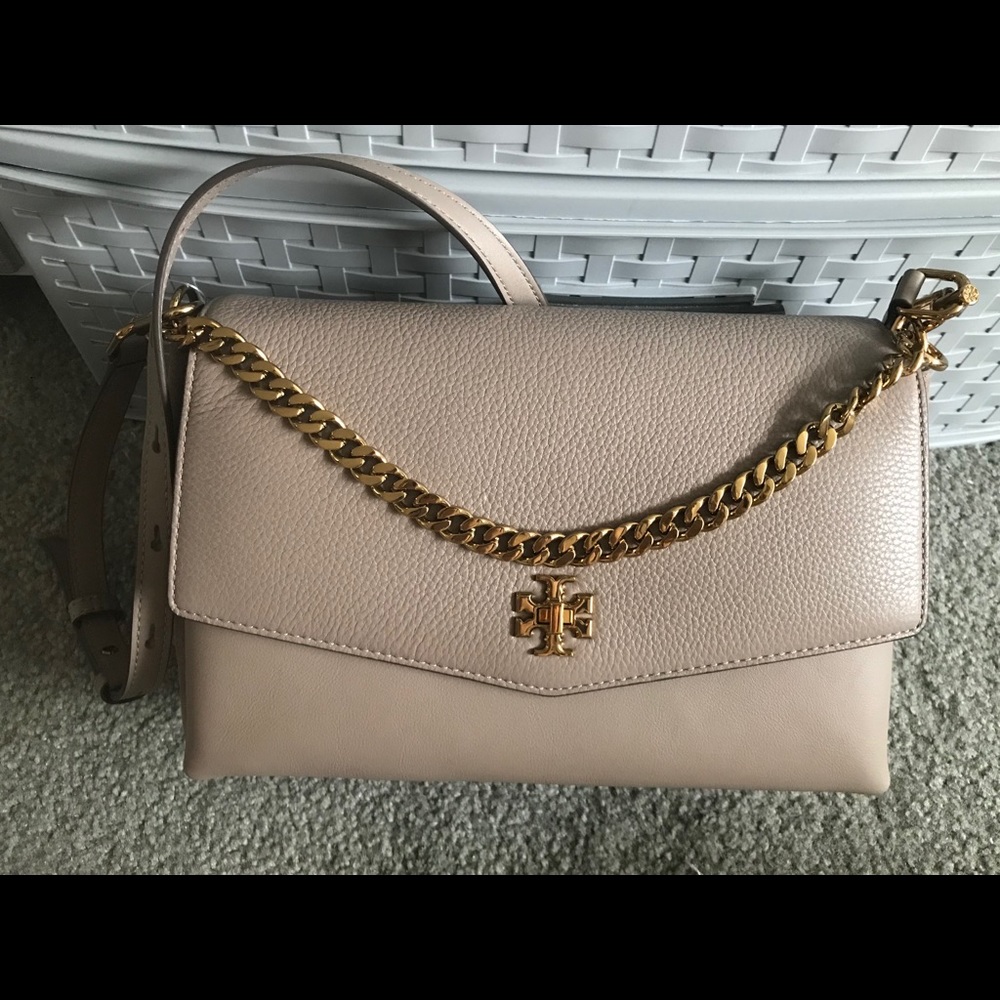 KIRA MIXED-MATERIALS DOUBLE-STRAP SHOULDER BAG
